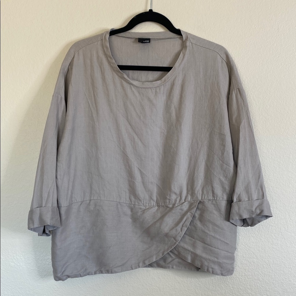 Lisa Bayne linen blouse taupe women’s small runs big